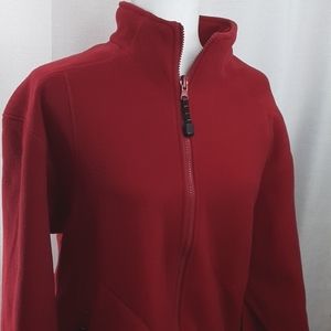 Riverbend Womens Full Zip Fleece Jacket Red Detailed Seams Size Medium Pockets